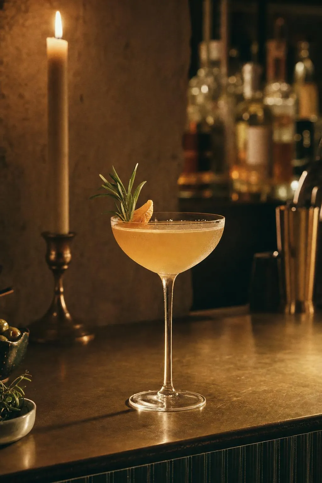 Ein Cocktail an der Bar von Calla bei Kerzenlicht